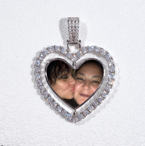 3D Spinning 2-Faced Heart Custom Picture Pendant