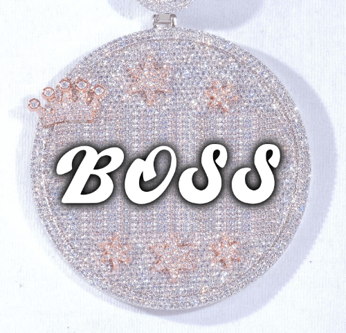 CUSTOM LETTER NECKLACE 3D BIG CROWN DISC