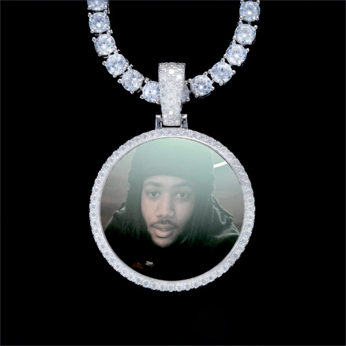925S & VVS Moissanite 3D Circle Custom Picture Pendant