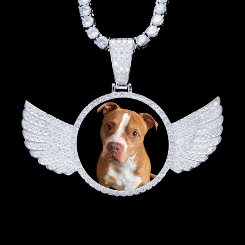 925S & VVS Moissanite 3D Wing Custom Picture Pendant