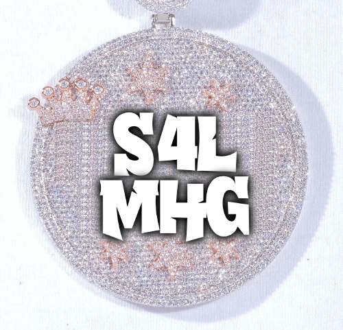 CUSTOM LETTER NECKLACE 3D BIG CROWN DISC