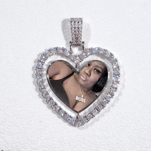 3D Spinning 2-Faced Heart Custom Picture Pendant