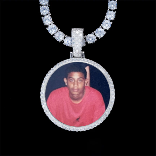 925S & VVS Moissanite 3D Circle Custom Picture Pendant