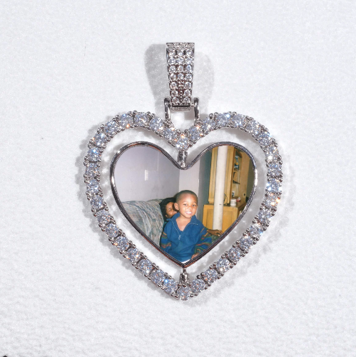 3D Spinning 2-Faced Heart Custom Picture Pendant