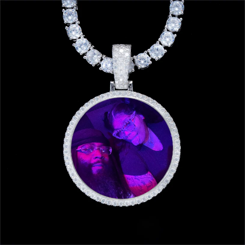 925S & VVS Moissanite 3D Circle Custom Picture Pendant