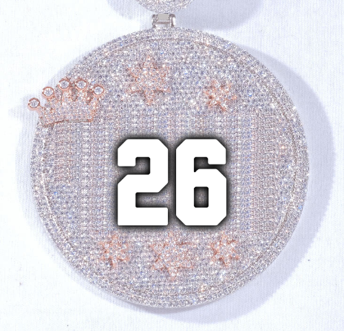 CUSTOM LETTER NECKLACE 3D BIG CROWN DISC