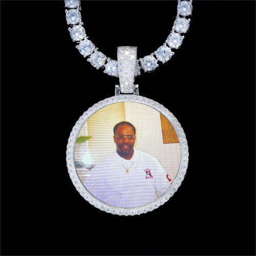925S & VVS Moissanite 3D Circle Custom Picture Pendant