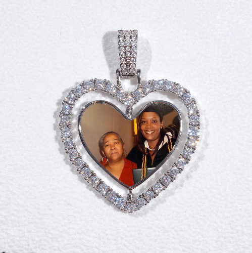 3D Spinning 2-Faced Heart Custom Picture Pendant