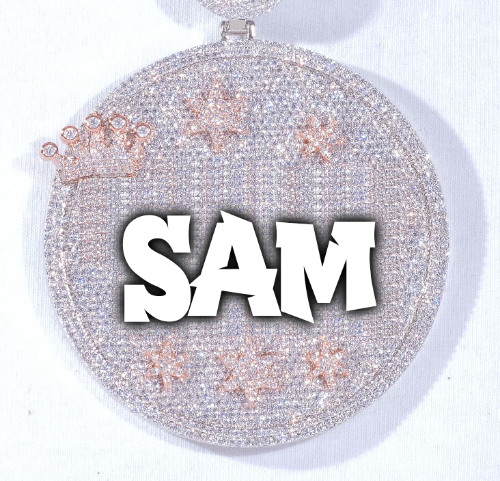 CUSTOM LETTER NECKLACE 3D BIG CROWN DISC