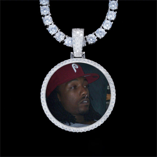 925S & VVS Moissanite 3D Circle Custom Picture Pendant