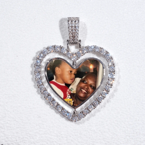 3D Spinning 2-Faced Heart Custom Picture Pendant