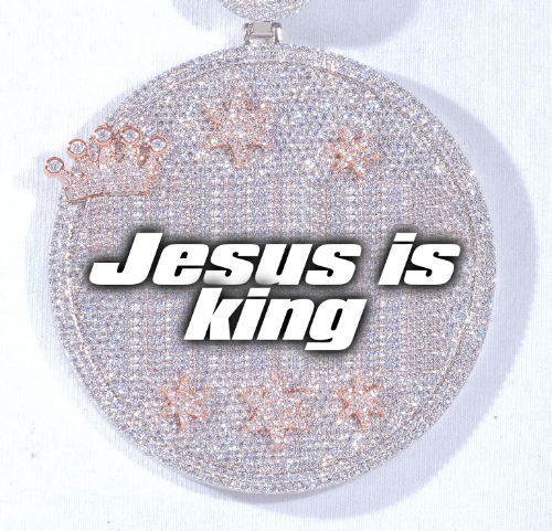 CUSTOM LETTER NECKLACE 3D BIG CROWN DISC