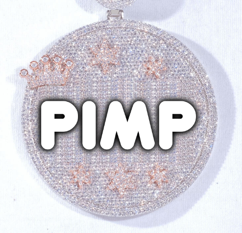CUSTOM LETTER NECKLACE 3D BIG CROWN DISC
