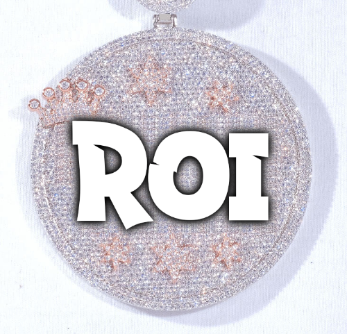 CUSTOM LETTER NECKLACE 3D BIG CROWN DISC