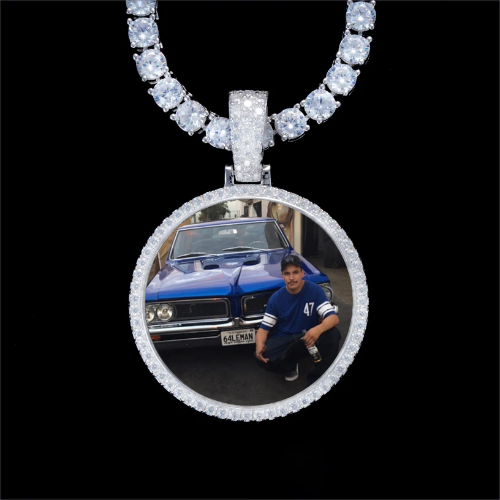 925S & VVS Moissanite 3D Circle Custom Picture Pendant