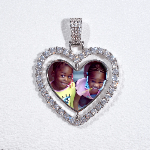 3D Spinning 2-Faced Heart Custom Picture Pendant