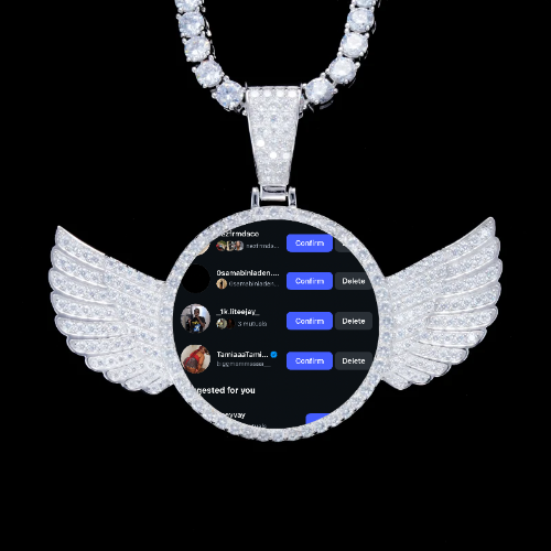 925S & VVS Moissanite 3D Wing Custom Picture Pendant
