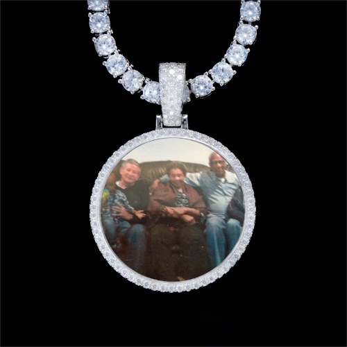 925S & VVS Moissanite 3D Circle Custom Picture Pendant