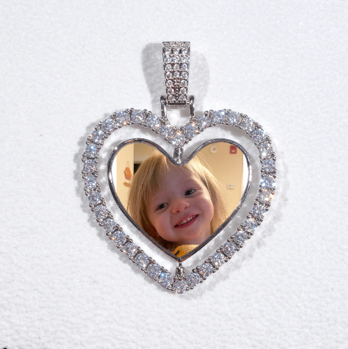 3D Spinning 2-Faced Heart Custom Picture Pendant