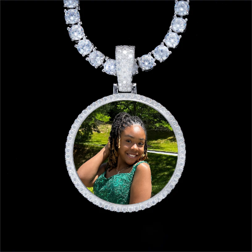 925S & VVS Moissanite 3D Circle Custom Picture Pendant