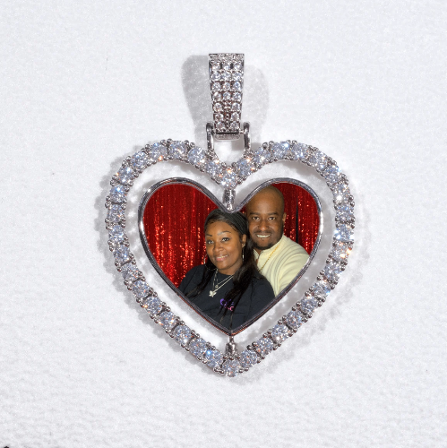3D Spinning 2-Faced Heart Custom Picture Pendant