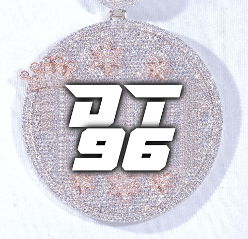 CUSTOM LETTER NECKLACE 3D BIG CROWN DISC