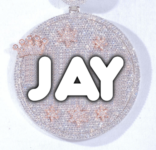CUSTOM LETTER NECKLACE 3D BIG CROWN DISC