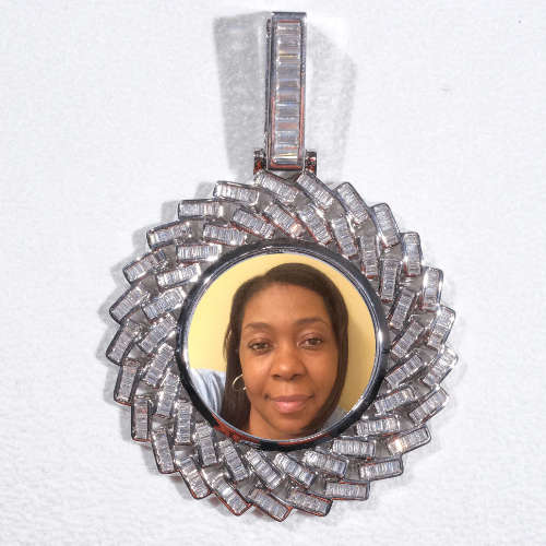 Large 3D Baguette Custom Picture Pendant