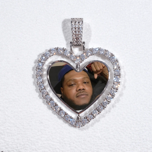 3D Spinning 2-Faced Heart Custom Picture Pendant