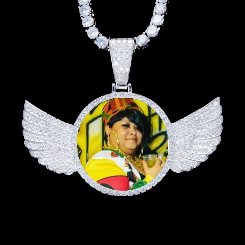 925S & VVS Moissanite 3D Wing Custom Picture Pendant