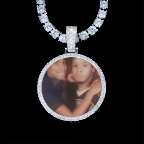 925S & VVS Moissanite 3D Circle Custom Picture Pendant