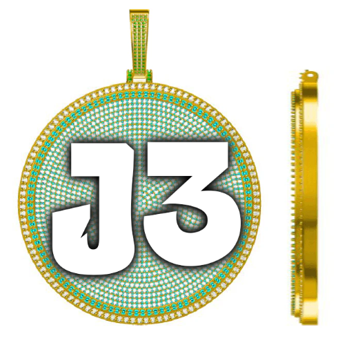 CUSTOM LETTER NECKLACE 3D BIG DISC