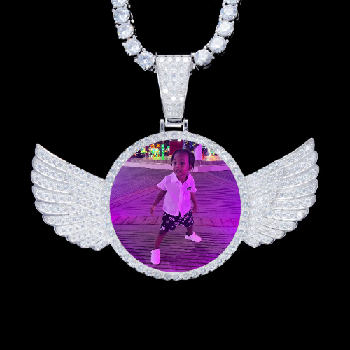 925S & VVS Moissanite 3D Wing Custom Picture Pendant