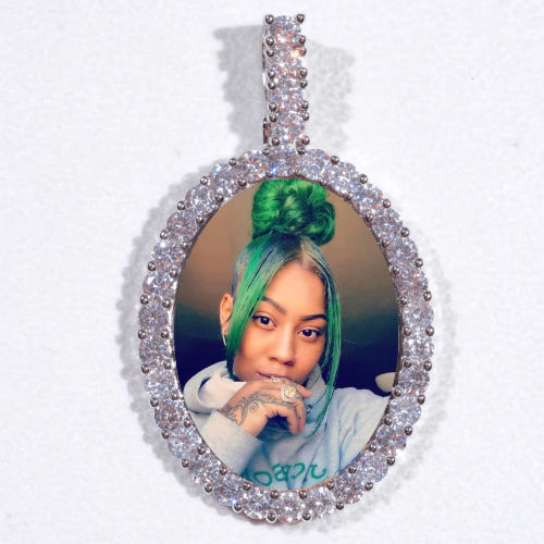 Large 3D Oval Custom Picture Pendant