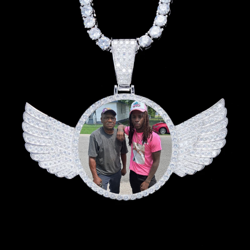 925S & VVS Moissanite 3D Wing Custom Picture Pendant