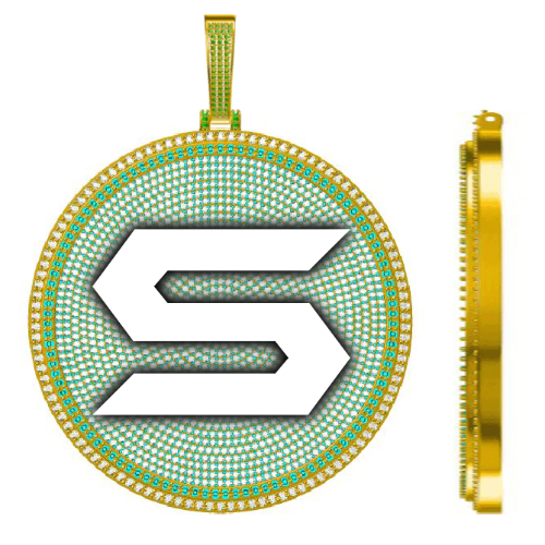 CUSTOM LETTER NECKLACE 3D BIG DISC