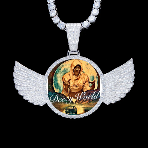 925S & VVS Moissanite 3D Wing Custom Picture Pendant