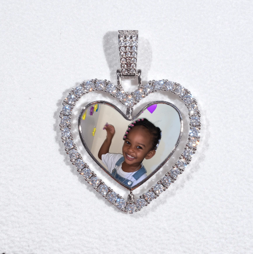 3D Spinning 2-Faced Heart Custom Picture Pendant