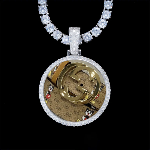 925S & VVS Moissanite 3D Circle Custom Picture Pendant