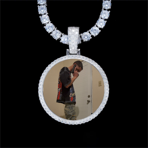 925S & VVS Moissanite 3D Circle Custom Picture Pendant