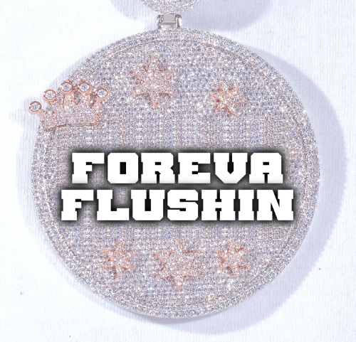 CUSTOM LETTER NECKLACE 3D BIG CROWN DISC