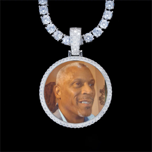 925S & VVS Moissanite 3D Circle Custom Picture Pendant