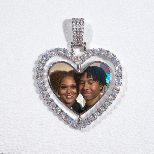 3D Spinning 2-Faced Heart Custom Picture Pendant