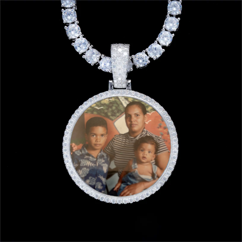 925S & VVS Moissanite 3D Circle Custom Picture Pendant