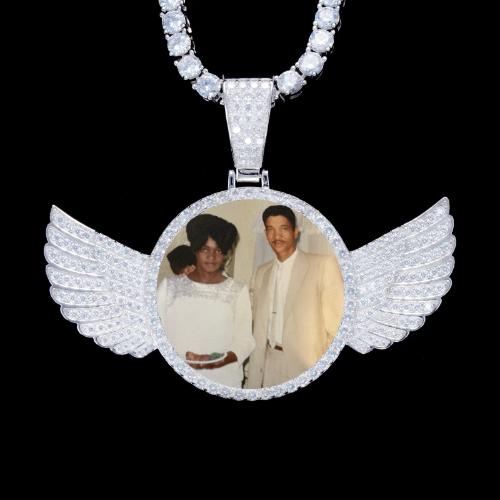 925S & VVS Moissanite 3D Wing Custom Picture Pendant