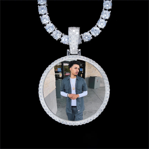 925S & VVS Moissanite 3D Circle Custom Picture Pendant
