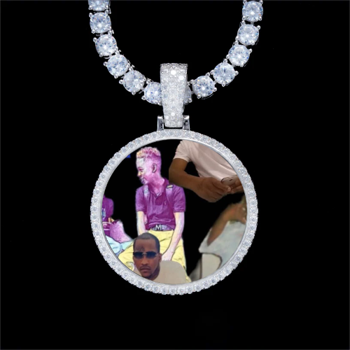 925S & VVS Moissanite 3D Circle Custom Picture Pendant