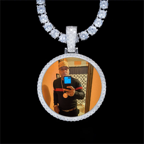 925S & VVS Moissanite 3D Circle Custom Picture Pendant
