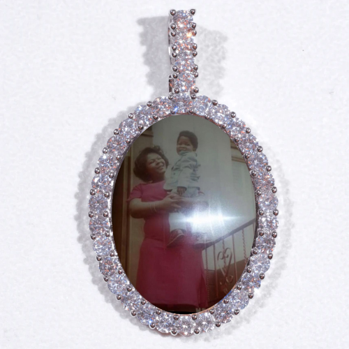 Large 3D Oval Custom Picture Pendant