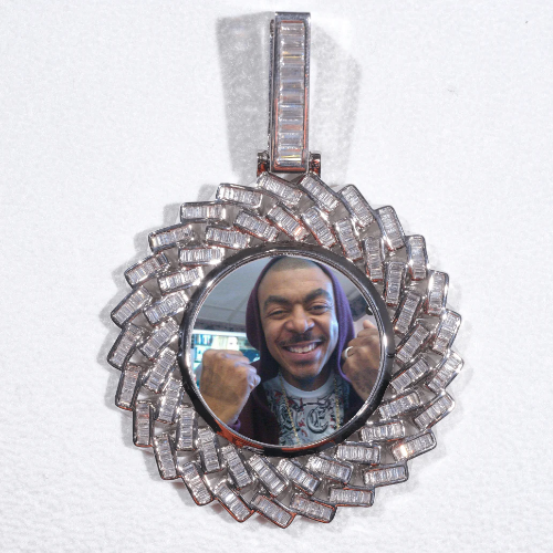 Large 3D Baguette Custom Picture Pendant